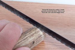 Make a small groove around the horn.