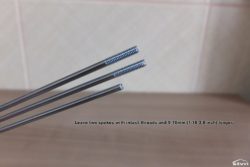 Leave two spokes with intact threads and 5-10mm (1/16-3/8 inch) longer