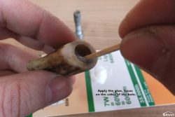 Apply the glue, concentrate on the sides of the hole.