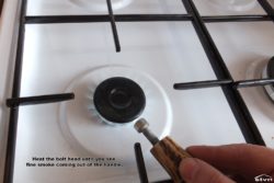 Heat the bolt head until you see fine smoke coming out of the handle.